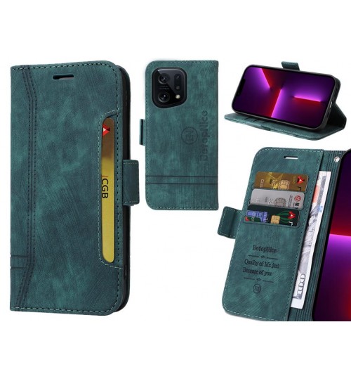 Oppo Find X5 Case Alcantara 4 Cards Wallet Case - Green