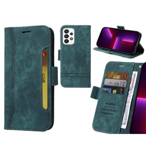 Samsung Galaxy A73 5g Case Alcantara 4 Cards Wallet Case - Green