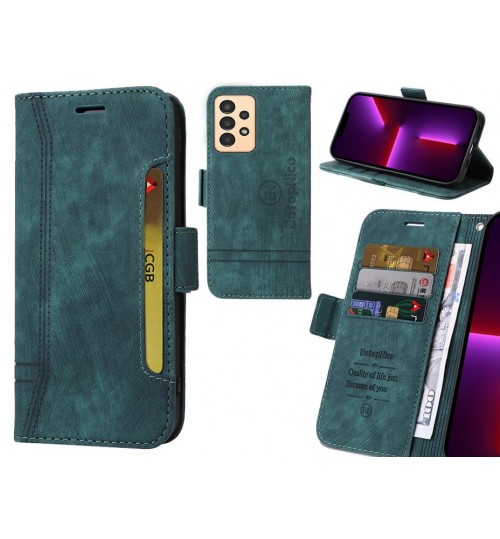 Samsung Galaxy A13 Case Alcantara 4 Cards Wallet Case - Green