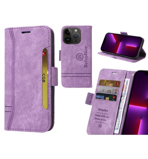 Iphone 14 Pro Case Alcantara 4 Cards Wallet Case - Purple
