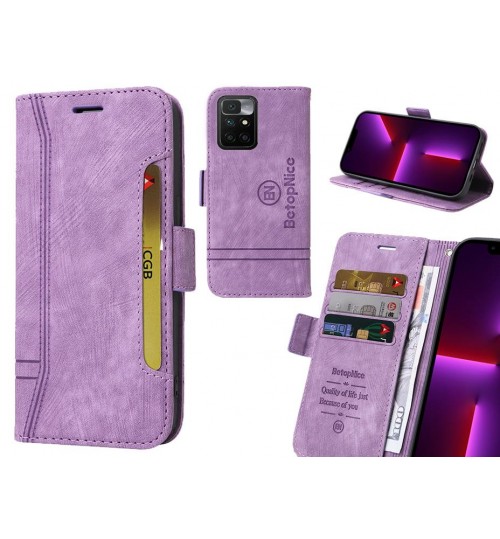 Xiaomi Redmi 10 Case Alcantara 4 Cards Wallet Case - Purple