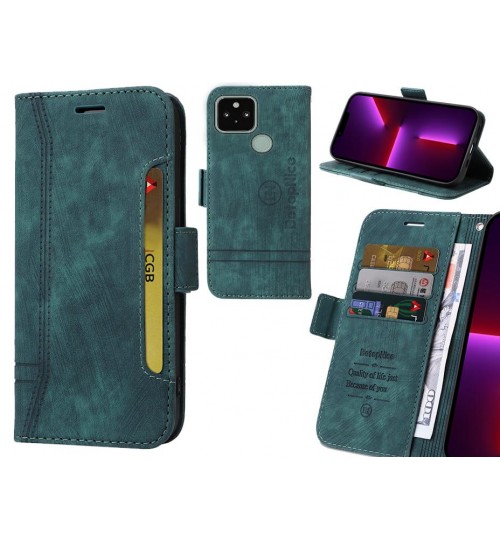 Google Pixel 5 Case Alcantara 4 Cards Wallet Case - Green