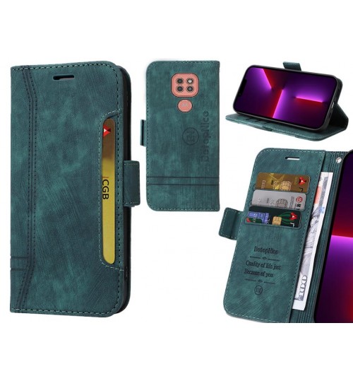 Moto G9 Play Case Alcantara 4 Cards Wallet Case - Green