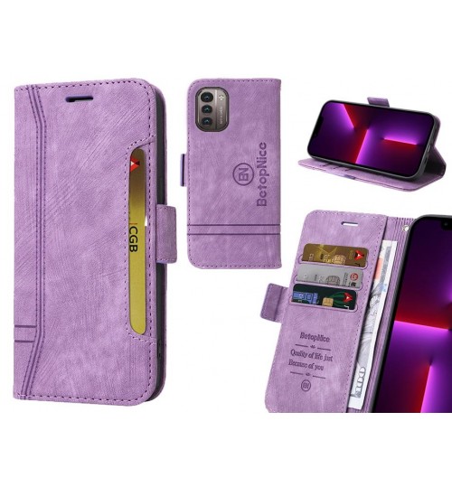 Nokia G21 Case Alcantara 4 Cards Wallet Case - Purple