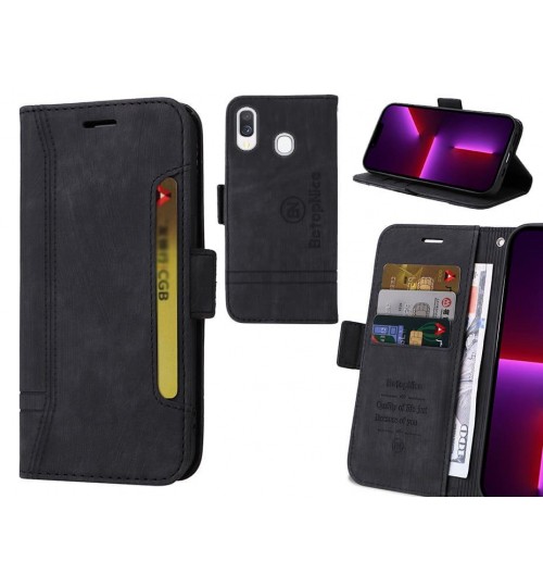 Samsung Galaxy A40 Case Alcantara 4 Cards Wallet Case - Black