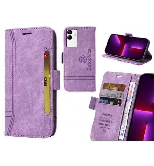 Samsung Galaxy A04 Case Alcantara 4 Cards Wallet Case - Purple