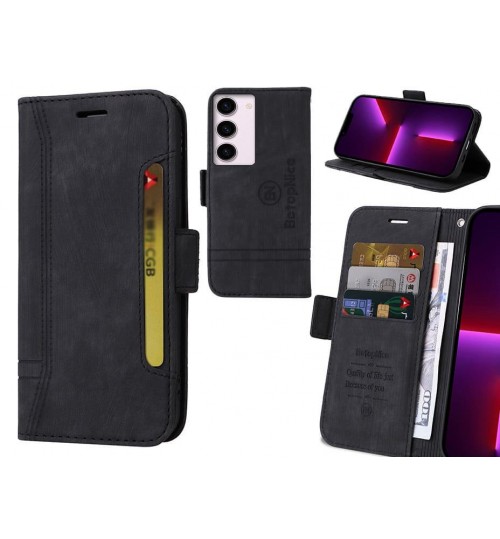 Samsung Galaxy S23 Case Alcantara 4 Cards Wallet Case - Black