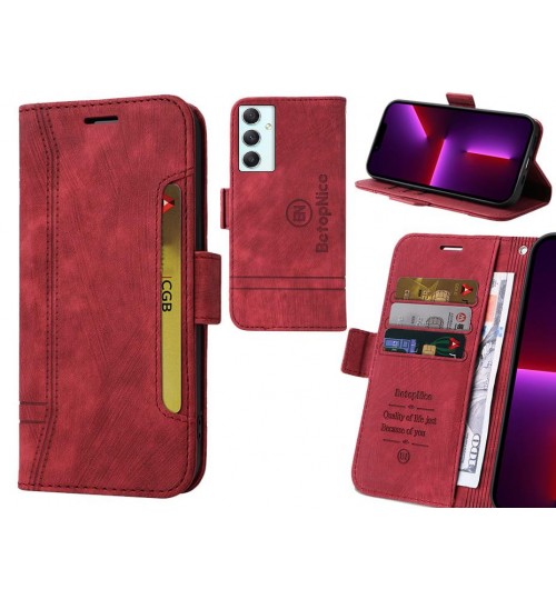 Samsung Galaxy A34 Case Alcantara 4 Cards Wallet Case - Red