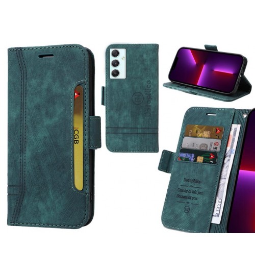 Samsung Galaxy A34 Case Alcantara 4 Cards Wallet Case - Green