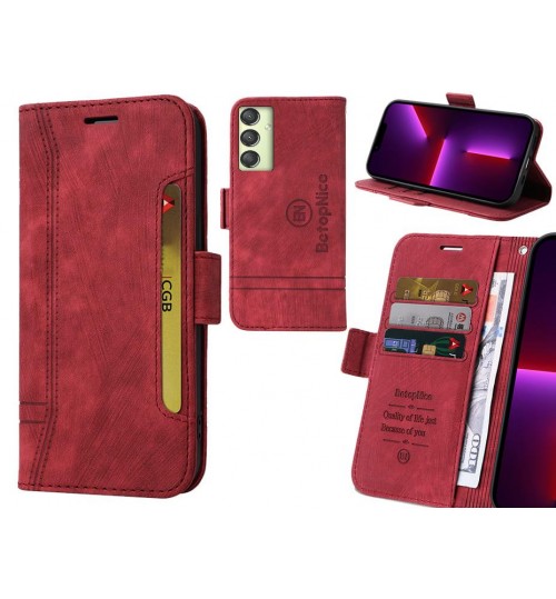 Samsung Galaxy A24 4g Case Alcantara 4 Cards Wallet Case - Red