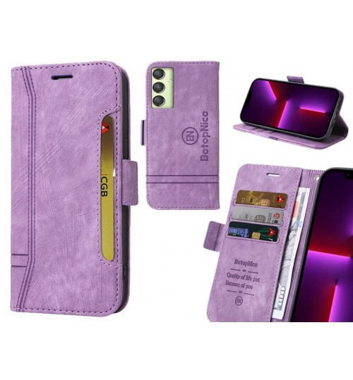 Samsung Galaxy A24 4g Case Alcantara 4 Cards Wallet Case - Purple