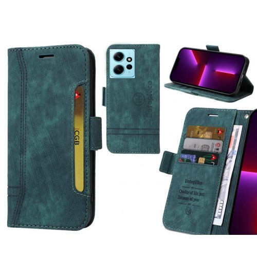 Xiaomi Redmi Note 12 4g Case Alcantara 4 Cards Wallet Case - Green