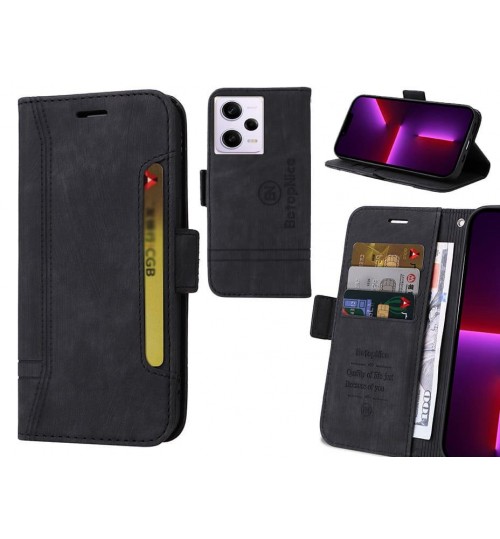 Xiaomi Redmi Note 12 Pro 5g Case Alcantara 4 Cards Wallet Case - Black