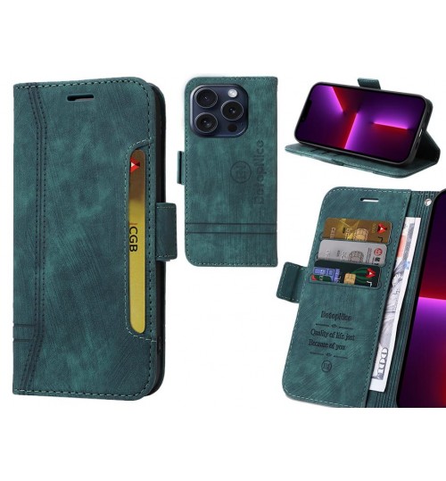 Iphone 15 Pro Case Alcantara 4 Cards Wallet Case - Green