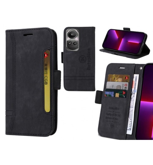 Oppo Reno 10 Pro Case Alcantara 4 Cards Wallet Case - Black