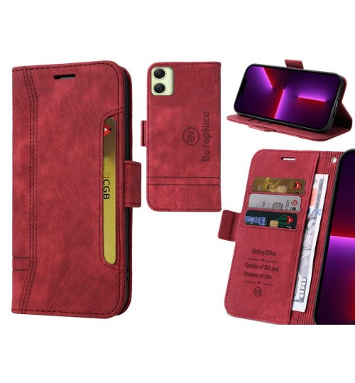 Samsung Galaxy A05 Case Alcantara 4 Cards Wallet Case - Red
