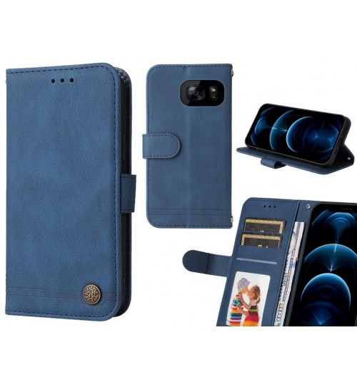 Galaxy S7 Edge Case Wallet Flip Leather Case Cover - Blue