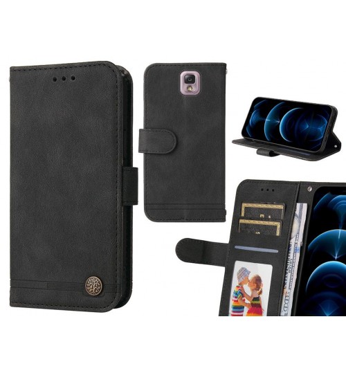 Galaxy Note 3 Case Wallet Flip Leather Case Cover - Black
