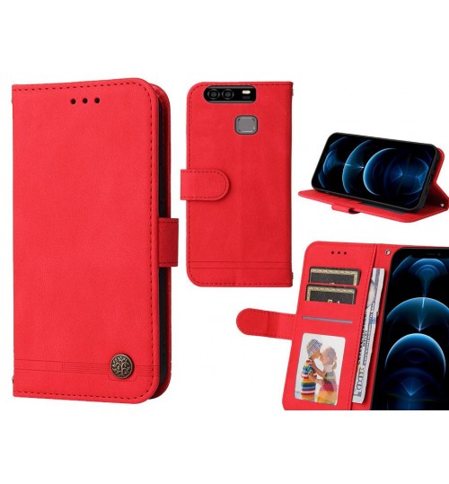 Huawei P9 Case Wallet Flip Leather Case Cover - Red