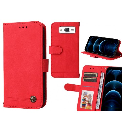Galaxy J5 Case Wallet Flip Leather Case Cover - Red