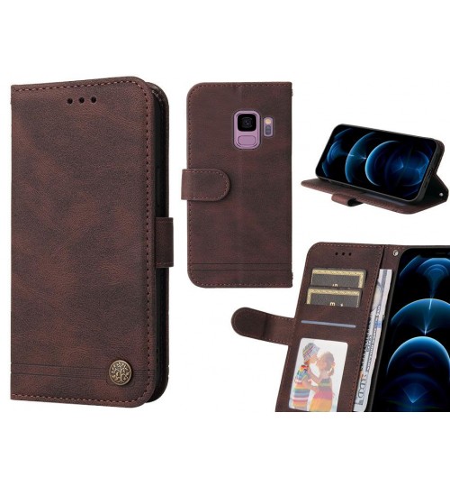 Galaxy S9 Case Wallet Flip Leather Case Cover - Brown