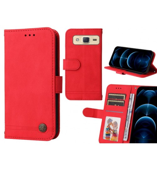 Galaxy J2 Case Wallet Flip Leather Case Cover - Red