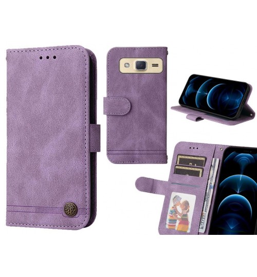 Galaxy J2 Case Wallet Flip Leather Case Cover - Purple