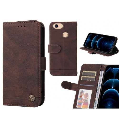 Oppo A75 Case Wallet Flip Leather Case Cover - Brown