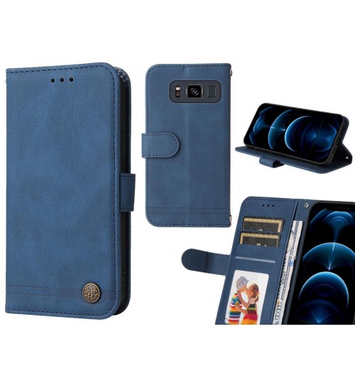 Galaxy S8 Active Case Wallet Flip Leather Case Cover - Blue