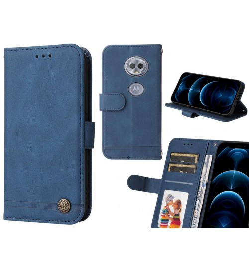 Moto G6 Play Case Wallet Flip Leather Case Cover - Blue