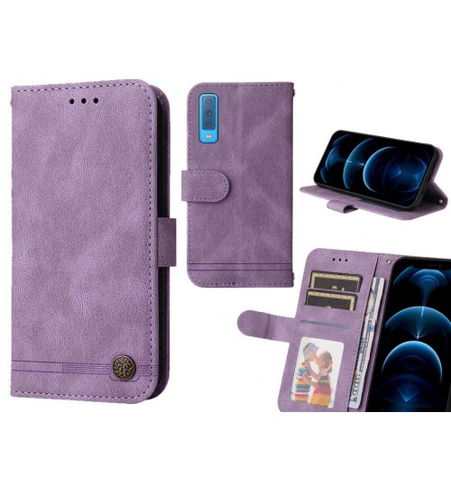 Galaxy A7 2018 Case Wallet Flip Leather Case Cover - Purple