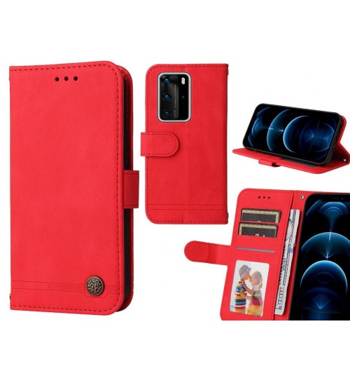 Huawei P40 Pro Case Wallet Flip Leather Case Cover - Red