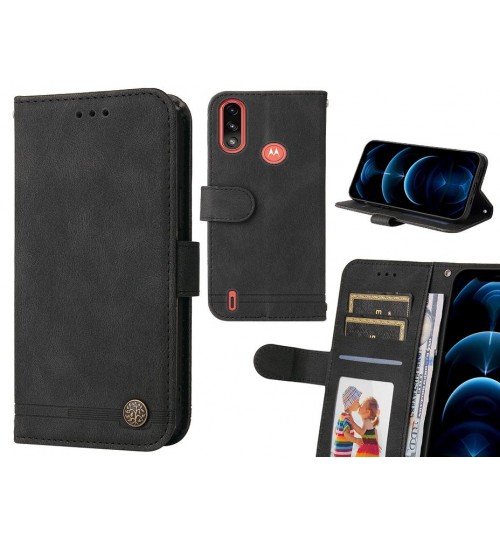 Moto E7 Power Case Wallet Flip Leather Case Cover - Black
