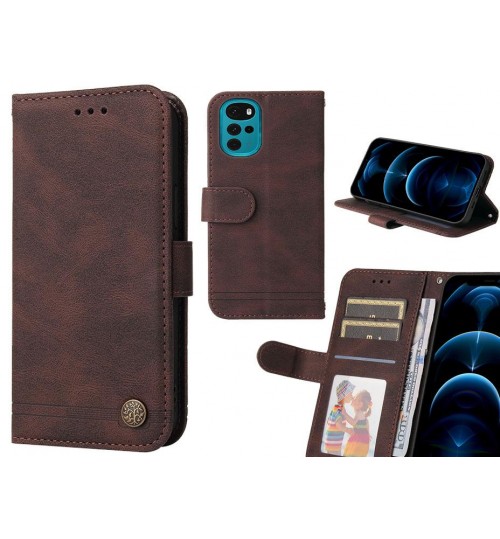Moto G22 Case Wallet Flip Leather Case Cover - Brown
