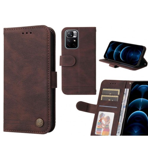 Xiaomi Redmi Note 11 Case Wallet Flip Leather Case Cover - Brown