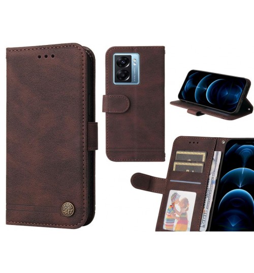 Oppo A77 2022 Case Wallet Flip Leather Case Cover - Brown