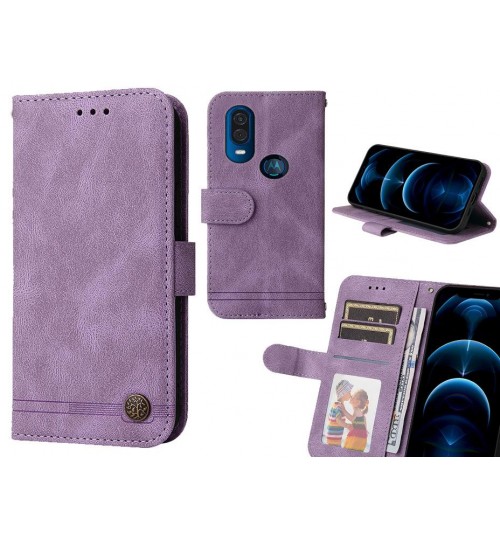 Motorola One Vision Case Wallet Flip Leather Case Cover - Purple