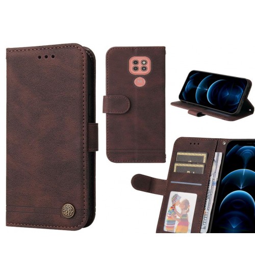 Moto G9 Play Case Wallet Flip Leather Case Cover - Brown