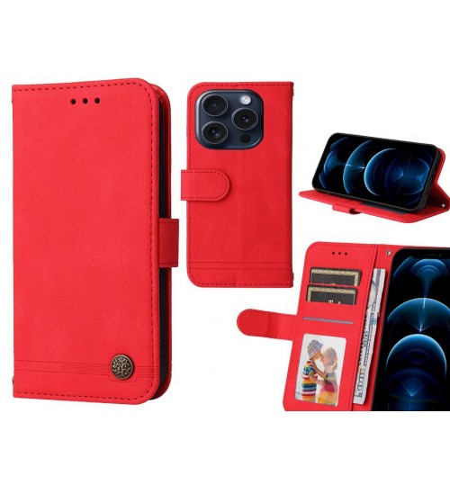 Iphone 15 Pro Case Wallet Flip Leather Case Cover - Red