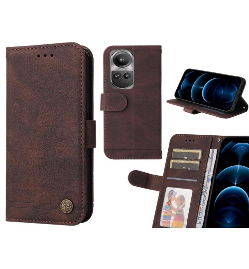 Oppo Reno 10 Case Wallet Flip Leather Case Cover - Brown