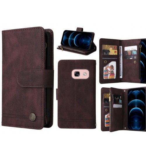 Galaxy A3 2017 Case 9 Card Slots Wallet Denim Leather Case - Brown