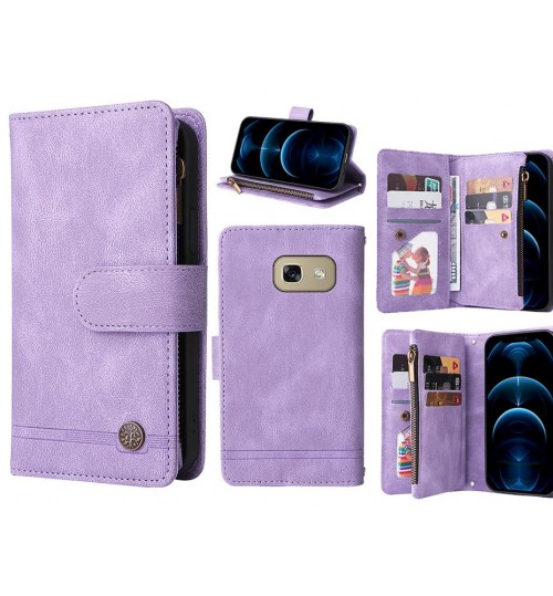 Galaxy A5 2017 Case 9 Card Slots Wallet Denim Leather Case - Purple