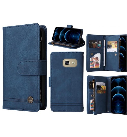 Galaxy A5 2017 Case 9 Card Slots Wallet Denim Leather Case - Blue
