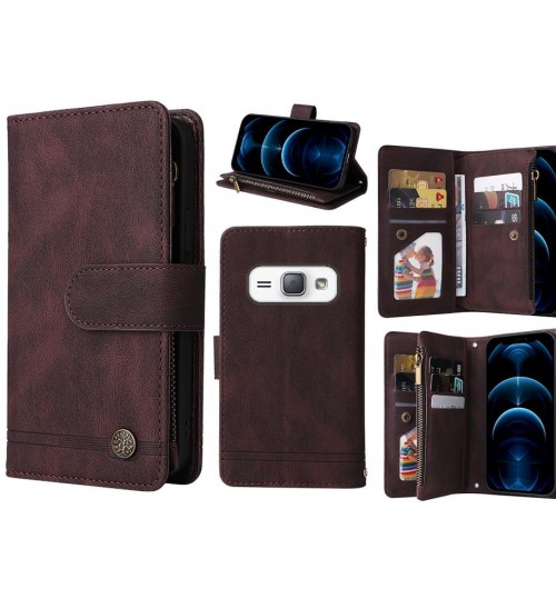 Galaxy J1 2016 Case 9 Card Slots Wallet Denim Leather Case - Brown