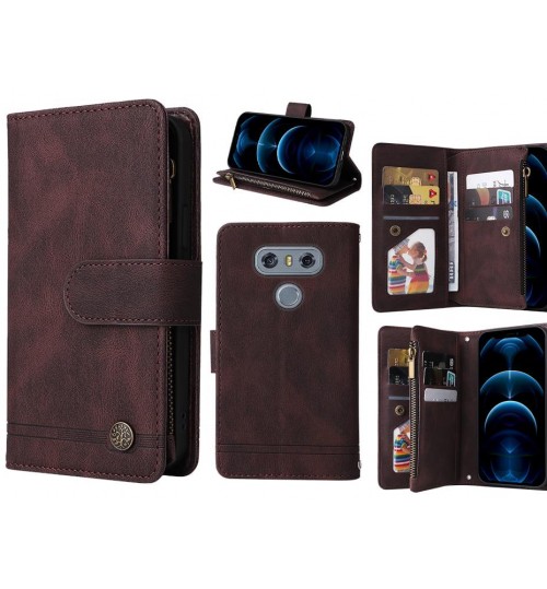 Lg G6 Case 9 Card Slots Wallet Denim Leather Case - Brown