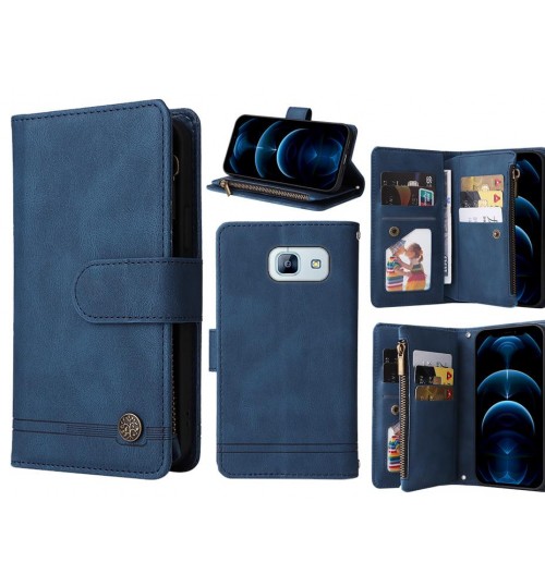 Galaxy A8 2016 Case 9 Card Slots Wallet Denim Leather Case - Blue