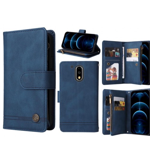 Moto G4 Plus Case 9 Card Slots Wallet Denim Leather Case - Blue
