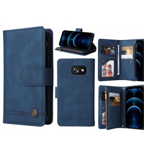 Galaxy A7 2017 Case 9 Card Slots Wallet Denim Leather Case - Blue