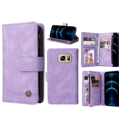 Galaxy Note 5 Case 9 Card Slots Wallet Denim Leather Case - Purple