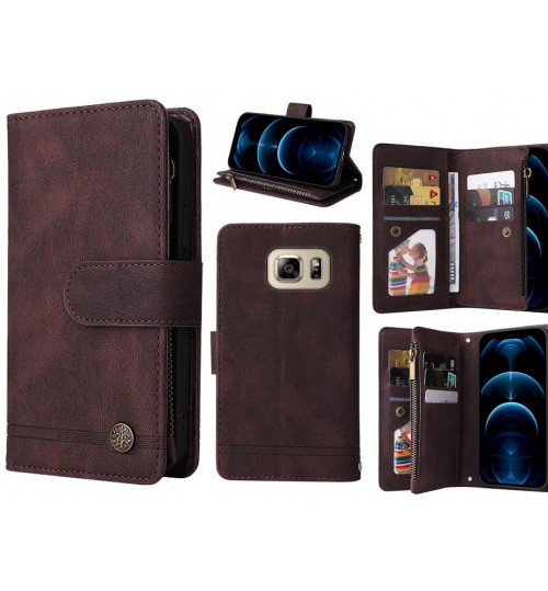 Galaxy Note 5 Case 9 Card Slots Wallet Denim Leather Case - Brown
